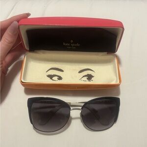 Kate Spade Black and Silver Sunglasses with case